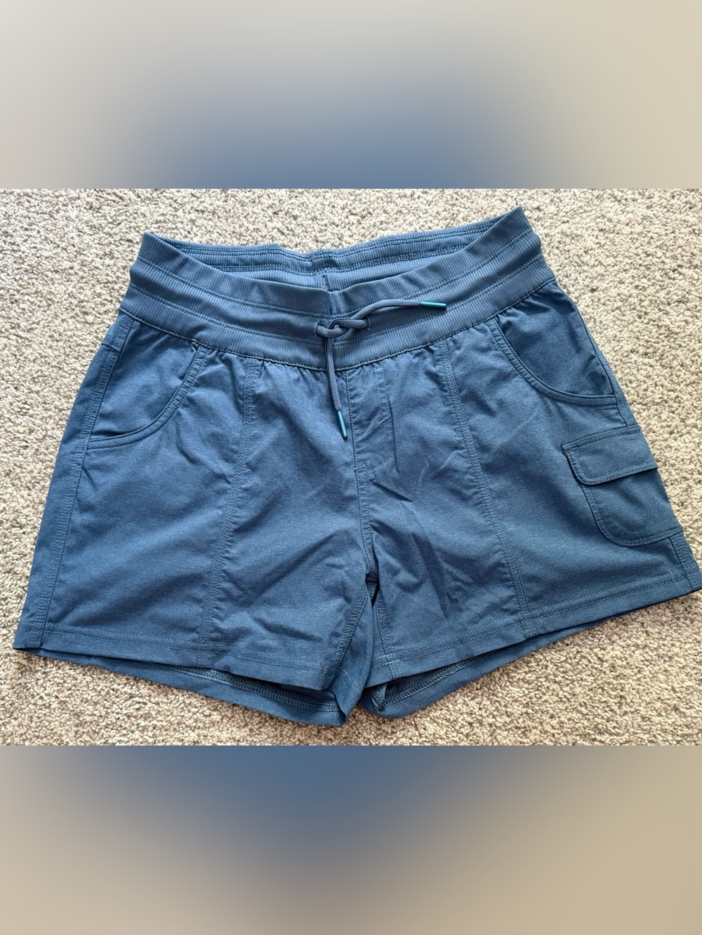 The North Face Women's Blue Drawstring Athletic hiking Shorts Sz Small Aphrodite